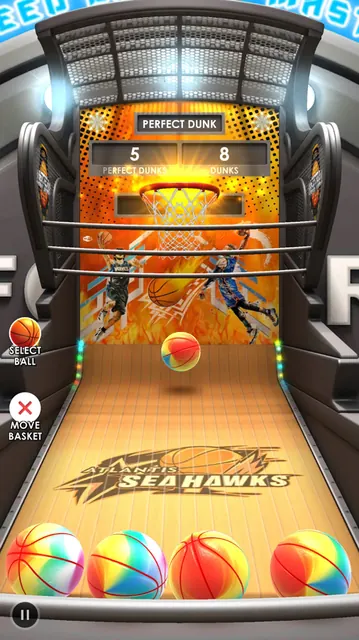 Basketball Flick 3D: αρκέιντ μηχάνημα με καλάθι και μπάλες