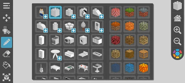 Draw Bricks: παλέτα με κομμάτια και υλικά κατασκευής