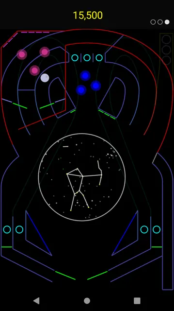 Vector Pinball: τραπέζι με λεπτές γραμμές και φωτεινά σημεία